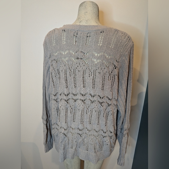 NWT Torrid Women's Grey Sweater Pointelle Cardigan V-Neck Sweater Size 3x - Picture 14 of 15